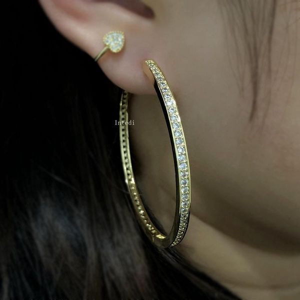 hoop & huggie luxury big round earrings for women gold plated white cubic zirconia stone simple large girl party fashion jewelry, Golden;silver
hoop & huggie luxury big round earrings for women gold plated white cubic zirconia stone simple large girl party fashion jewelry, Golden;silver