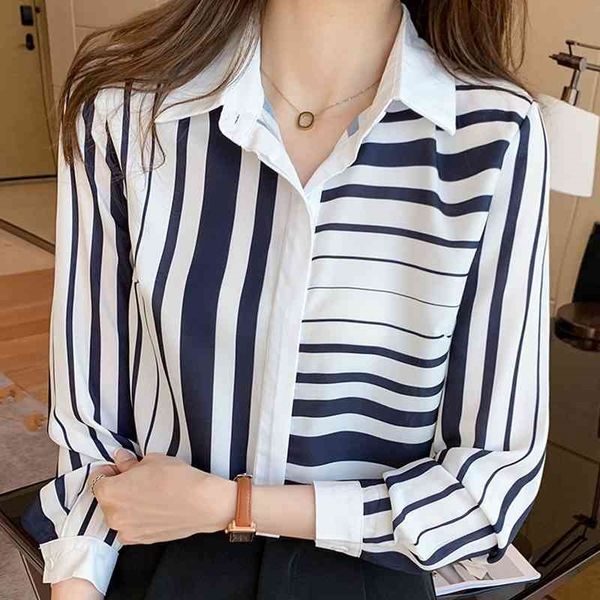 long sleeve striped chiffon blouse shirt women blouse women blusas mujer de moda turn down collar office blouse e312 210602, White
long sleeve striped chiffon blouse shirt women blouse women blusas mujer de moda turn down collar office blouse e312 210602, White
