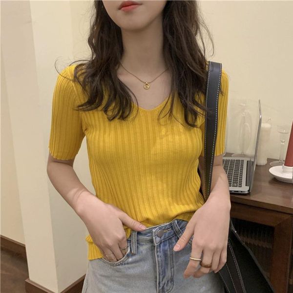 women's t-shirt cotton basic 5 color casual loose women summer korean v-neck female simple style knited tee en*, White
women's t-shirt cotton basic 5 color casual loose women summer korean v-neck female simple style knited tee en*, White