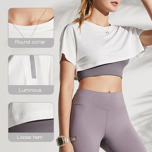 yoga outfits fashion loose navel short gym sports t-shirt for women's running workout blouse sport fitness seamless activewear, White;red
yoga outfits fashion loose navel short gym sports t-shirt for women's running workout blouse sport fitness seamless activewear, White;red