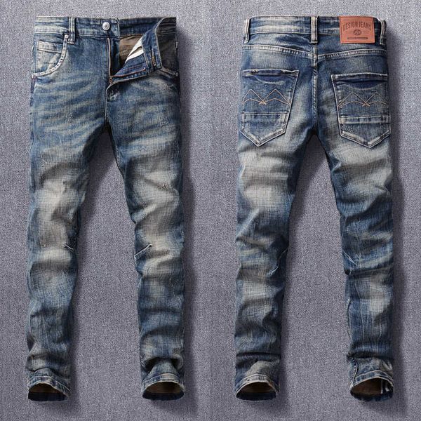 italian style fashion men jeans retro dark blue elastic slim ripped vintage designer casual denim pants a8hi
italian style fashion men jeans retro dark blue elastic slim ripped vintage designer casual denim pants a8hi