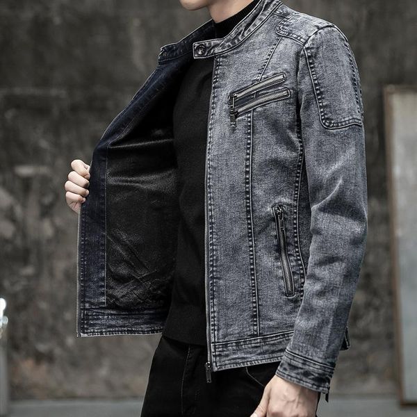men's jackets 2022 autumn stand collar denim clip cotton slim retro jacket, Black;brown
men's jackets 2022 autumn stand collar denim clip cotton slim retro jacket, Black;brown