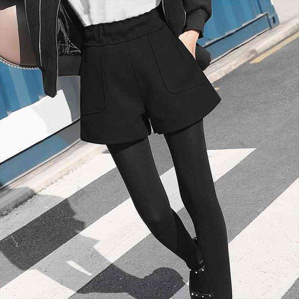casual a-line all-match high waist womens short woolen toursers with pockets, White;black
casual a-line all-match high waist womens short woolen toursers with pockets, White;black