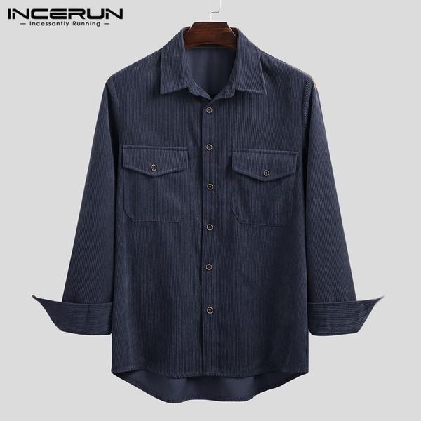 men's casual shirts incerun 2021 men corduroy shirt solid color harajuku lapel retro long sleeve camisas autumn streetwear s-5xl, White;black
men's casual shirts incerun 2021 men corduroy shirt solid color harajuku lapel retro long sleeve camisas autumn streetwear s-5xl, White;black