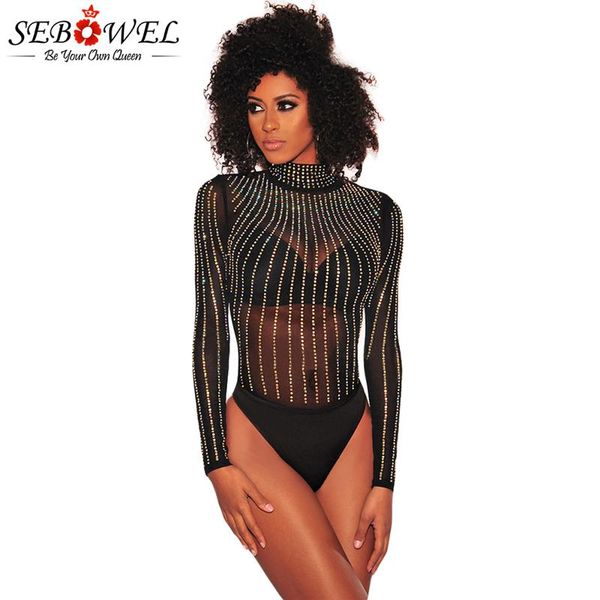 women's jumpsuits & rompers sebowel black rhinestone studded mock neck bodysuit women long sleeve sheer mesh club see through body suit, Black;white
women's jumpsuits & rompers sebowel black rhinestone studded mock neck bodysuit women long sleeve sheer mesh club see through body suit, Black;white