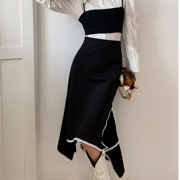 skirts winter long asymmetrical women 2021 designer black high waist slit ladies skirt fashion clothing c267
skirts winter long asymmetrical women 2021 designer black high waist slit ladies skirt fashion clothing c267