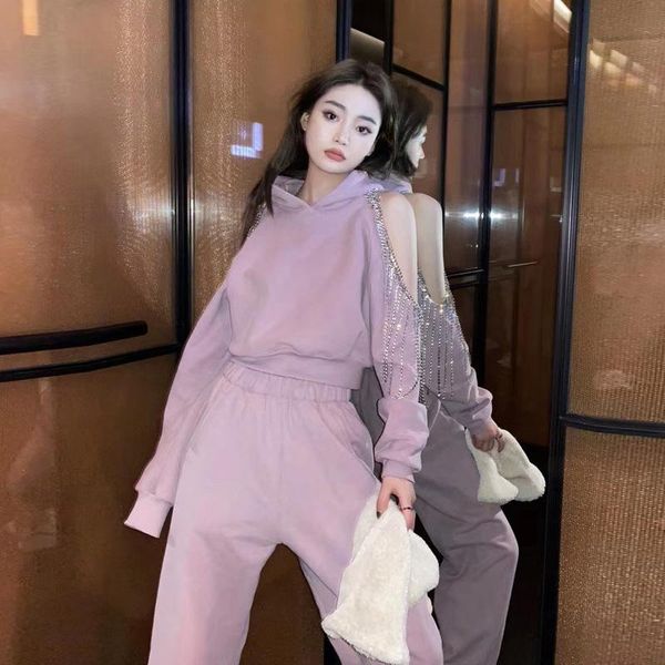 quality tassel shanzuan hollow out movement fleece suit pure color long sleeve hooded fleece female leisure sports pants, White
quality tassel shanzuan hollow out movement fleece suit pure color long sleeve hooded fleece female leisure sports pants, White