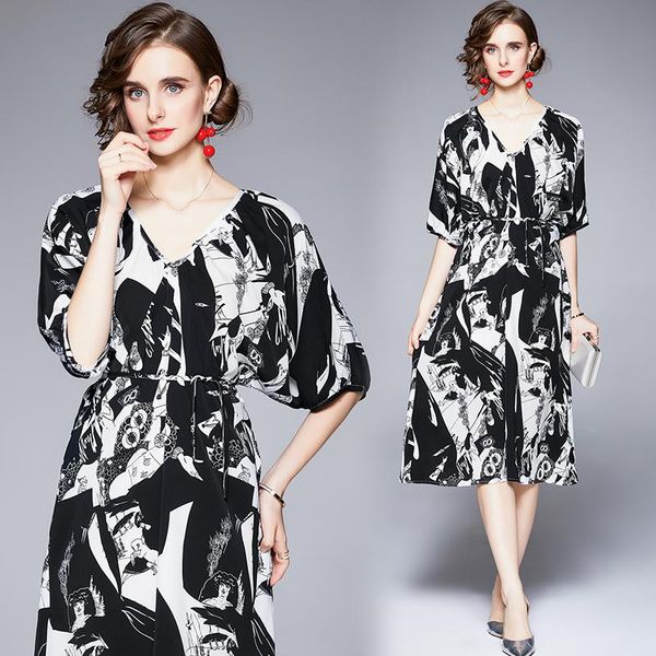 party dresses simgent loose dress women bat sleeve v-neck print a line casual black summer robe femme woman clothing sg1737, White;black
party dresses simgent loose dress women bat sleeve v-neck print a line casual black summer robe femme woman clothing sg1737, White;black