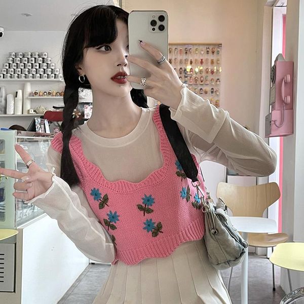 women's tanks & camis cute embroidery flowers women knitted camisole summer celebrity style design feeling soft wind inner short top, White
women's tanks & camis cute embroidery flowers women knitted camisole summer celebrity style design feeling soft wind inner short top, White