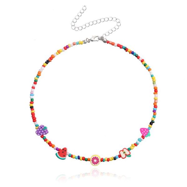 chains fashion bohemian multicolor fruit choker necklace for women girls summer colorful random seed bead handmade collar 35cm, Silver
chains fashion bohemian multicolor fruit choker necklace for women girls summer colorful random seed bead handmade collar 35cm, Silver