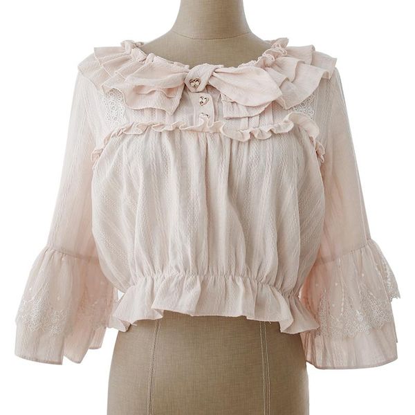 women's blouses & shirts pink blouse women ruffled lace butterfly sleeve cute bow buttons ruffles japanese lolita style sweet girl kawa, White
women's blouses & shirts pink blouse women ruffled lace butterfly sleeve cute bow buttons ruffles japanese lolita style sweet girl kawa, White
