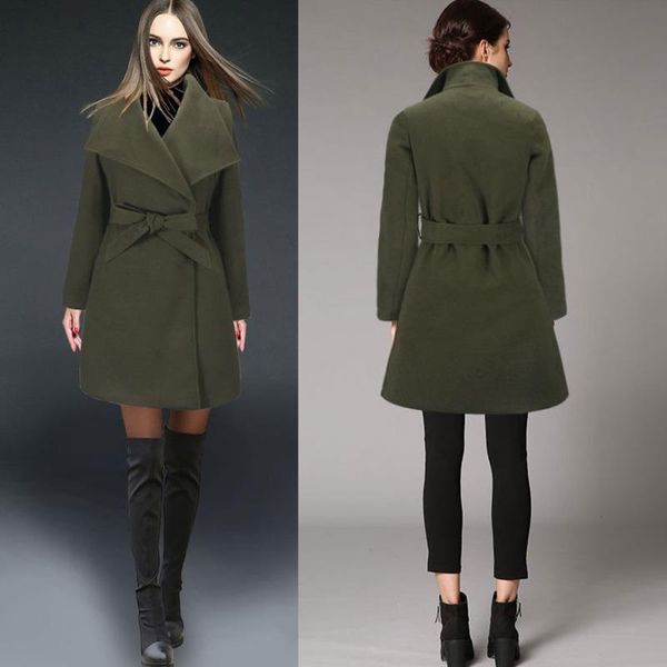 women's wool & blends autumn and winter brand mid-length overcoat casual solid bandage stylish high street slim jacket coat, Black
women's wool & blends autumn and winter brand mid-length overcoat casual solid bandage stylish high street slim jacket coat, Black