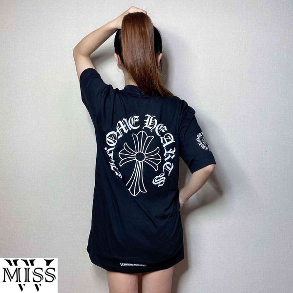 cross t-shirt letter chromehearts short sleeve crosin neckline tee, White;black
cross t-shirt letter chromehearts short sleeve crosin neckline tee, White;black