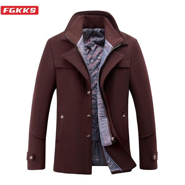 men's wool & blends fgkks quality brand men casual blend coat winter solid color warm coats business fashion wild overcoat male, Black
men's wool & blends fgkks quality brand men casual blend coat winter solid color warm coats business fashion wild overcoat male, Black