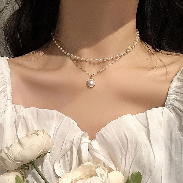 pendant necklaces 2021 fashion kpop pearl choker necklace cute double layer chain for women jewelry girl gift collar collier, Silver
pendant necklaces 2021 fashion kpop pearl choker necklace cute double layer chain for women jewelry girl gift collar collier, Silver