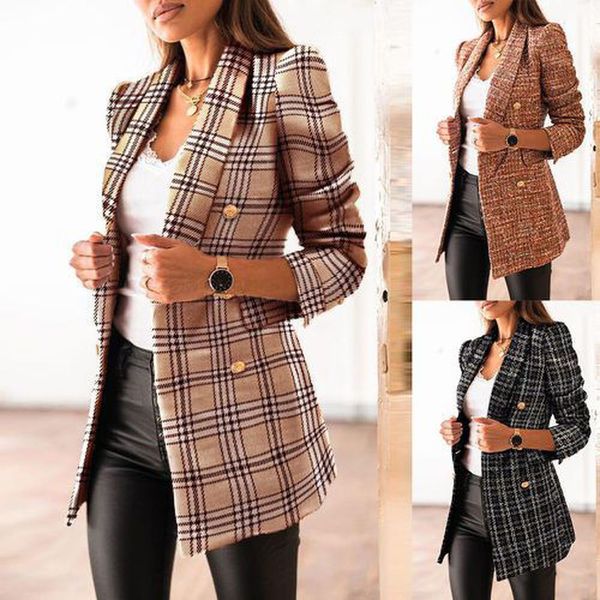 plus size office ladies elegant suit coat fashion women blazer double breasted plaid blazer coats, White
plus size office ladies elegant suit coat fashion women blazer double breasted plaid blazer coats, White