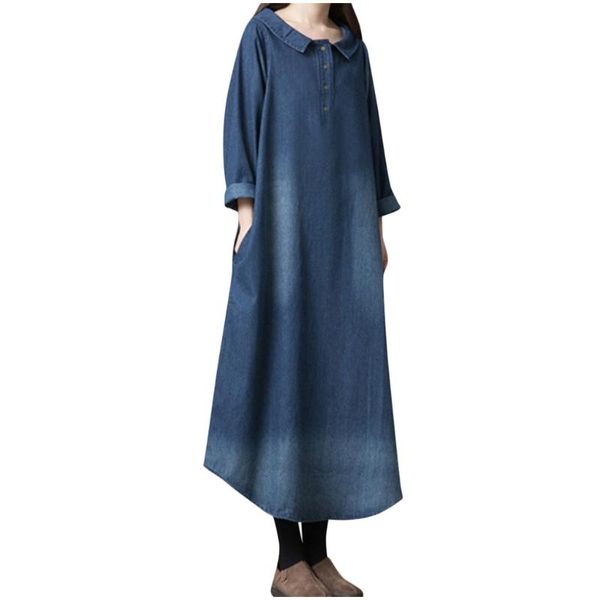 casual dresses denim dress women fashion loose doll collar pocket button long maxi autumn winter sleeve sundress vestido, Black;gray
casual dresses denim dress women fashion loose doll collar pocket button long maxi autumn winter sleeve sundress vestido, Black;gray