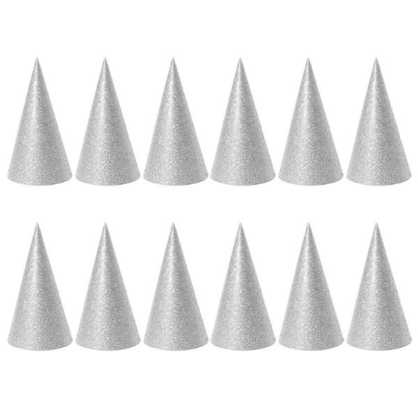 party hats 12pcs glitter cone triangle birthday for kids and adults decorations (silver)
party hats 12pcs glitter cone triangle birthday for kids and adults decorations (silver)