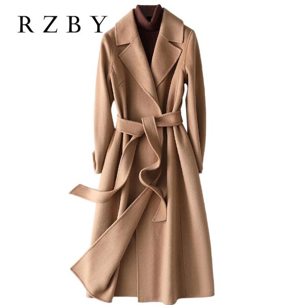 women's wool & blends 100% long jaqueta feminina solid coat with belt casaco feminino turn down collar elegant simple sobretudo rzby507, Black
women's wool & blends 100% long jaqueta feminina solid coat with belt casaco feminino turn down collar elegant simple sobretudo rzby507, Black