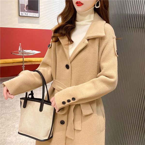women's wool & blends fashion thickening 2021 winter section korean version of the long loose woolen coat female autumn, Black
women's wool & blends fashion thickening 2021 winter section korean version of the long loose woolen coat female autumn, Black