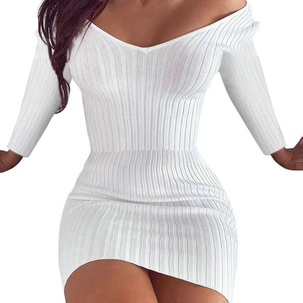 women spring autumn mini dress fashion off shoulder v-neck high waist long sleeve solid color slim hips pencil vestidos, Black;gray
women spring autumn mini dress fashion off shoulder v-neck high waist long sleeve solid color slim hips pencil vestidos, Black;gray