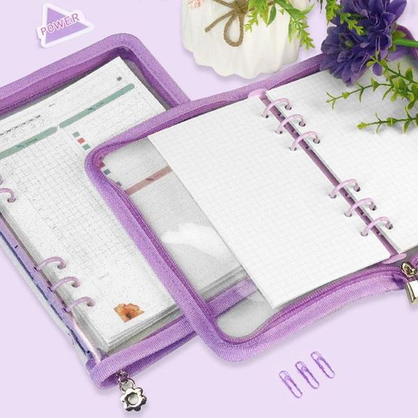 notepads 6 hole zipper diy notebook diary binder ring clips loose-leaf cover office a5 a6 planner korean stationery, Purple;pink
notepads 6 hole zipper diy notebook diary binder ring clips loose-leaf cover office a5 a6 planner korean stationery, Purple;pink