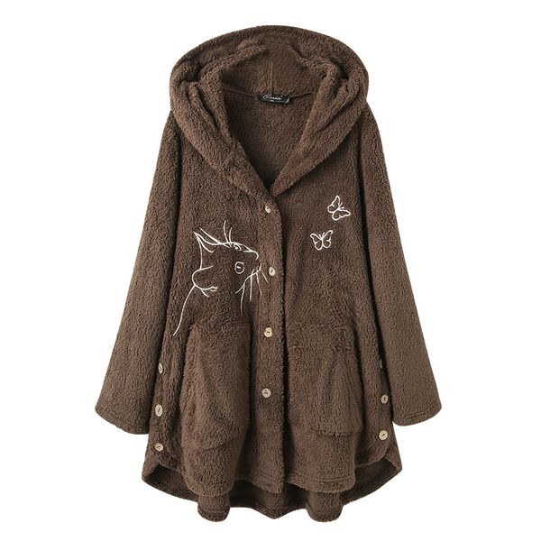 winter casual faux fur coat women plus size horn button plush hooded loose cardigan wool coat winter jacket, Gray
winter casual faux fur coat women plus size horn button plush hooded loose cardigan wool coat winter jacket, Gray
