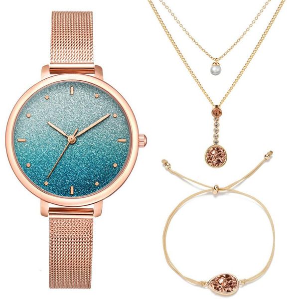 wristwatches colorful watch women necklace bracelet set (3pcs/set) women's watches stainless steel mesh starry sky quartz female wrist, Slivery;brown
wristwatches colorful watch women necklace bracelet set (3pcs/set) women's watches stainless steel mesh starry sky quartz female wrist, Slivery;brown