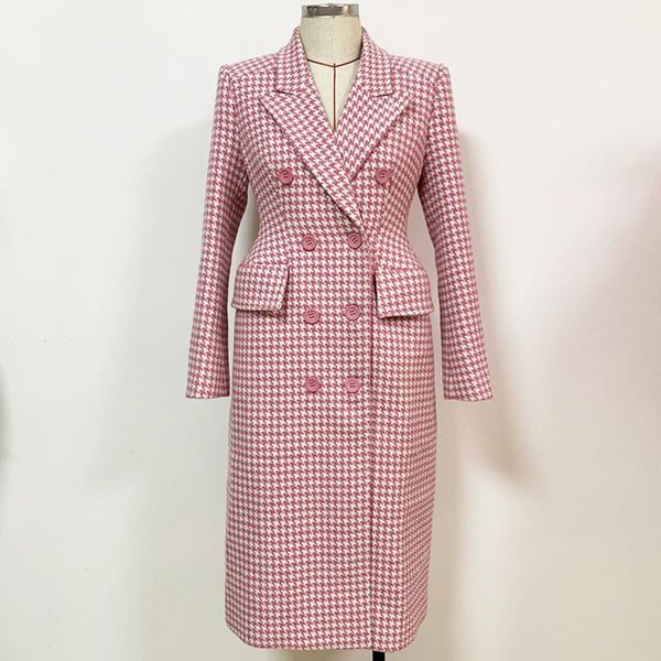 pink plaid woolen jackets autumn winter new suit collar houndstooth long coat warm thick tweed overcoat female 2021, White;black
pink plaid woolen jackets autumn winter new suit collar houndstooth long coat warm thick tweed overcoat female 2021, White;black