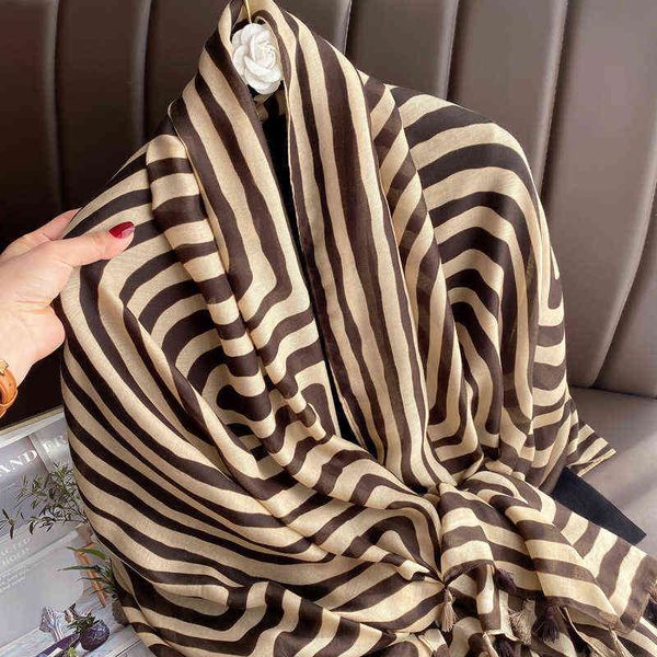scarves geometric cotton linen female spring and autumn korean version versatile coffee stripe long scarf shawl dual purpose, Blue;gray 
scarves geometric cotton linen female spring and autumn korean version versatile coffee stripe long scarf shawl dual purpose, Blue;gray