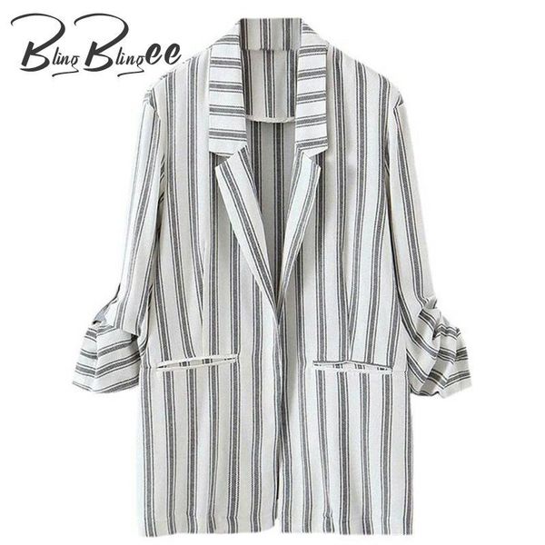 women's suits & blazers blingblingee office lady suit jacket summer autumn wrist sleeve notched collar open front women striped female, White;black
women's suits & blazers blingblingee office lady suit jacket summer autumn wrist sleeve notched collar open front women striped female, White;black