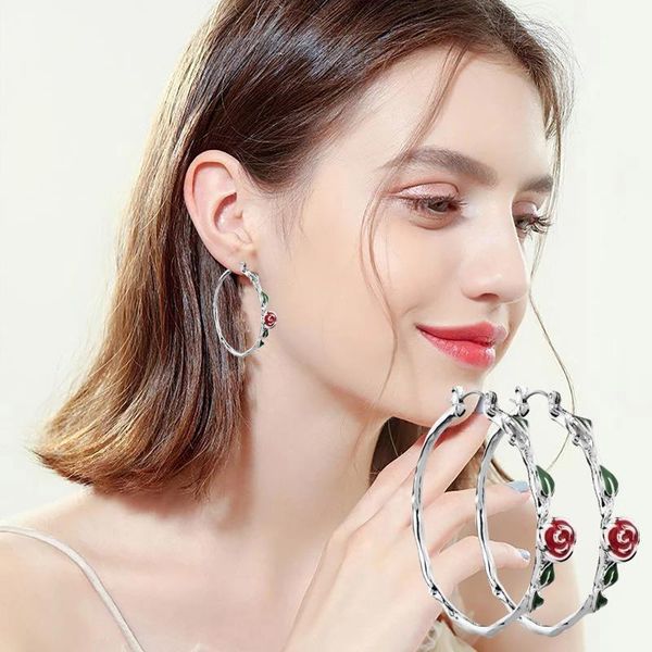hoop & huggie girls red roses green leaf earrings holiday wedding accessories dangle earring trendy wholesale jewlery, Golden;silver
hoop & huggie girls red roses green leaf earrings holiday wedding accessories dangle earring trendy wholesale jewlery, Golden;silver