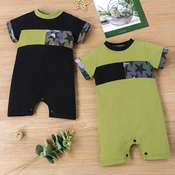 breathable baby boys romper summer 2021, leisure style infant star splicing round collar short sleeve jumpsuit clothing, Blue 
breathable baby boys romper summer 2021, leisure style infant star splicing round collar short sleeve jumpsuit clothing, Blue