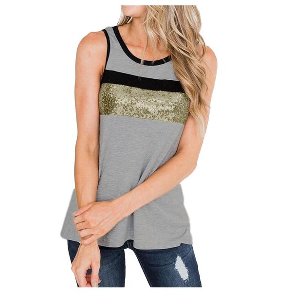 women's t-shirt vests summer 2021 fashion round neck sequin stitching sleeveless vest cop clothes, White
women's t-shirt vests summer 2021 fashion round neck sequin stitching sleeveless vest cop clothes, White