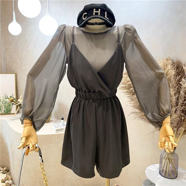 women's tracksuits niche design clothing summer 2021 long sleeve sunscreen shirt shorts jumpsuits two piece set, Gray
women's tracksuits niche design clothing summer 2021 long sleeve sunscreen shirt shorts jumpsuits two piece set, Gray