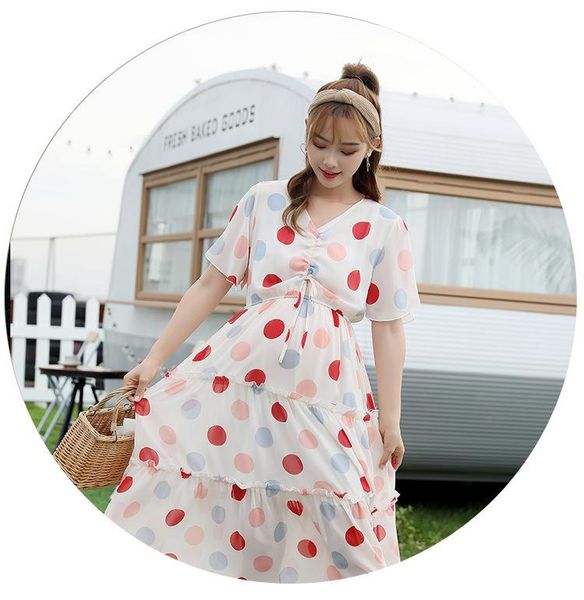 maternity dresses explosion models summer pregnant women fresh wave point fairy chiffon v-neck tide mom cake dress, White
maternity dresses explosion models summer pregnant women fresh wave point fairy chiffon v-neck tide mom cake dress, White