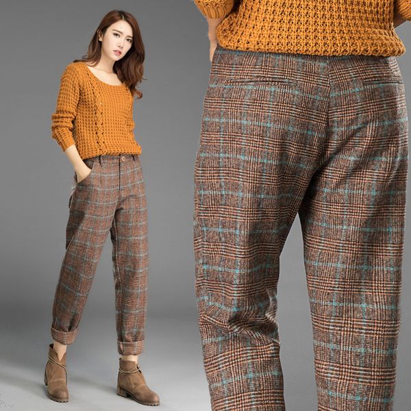 autumn fashion female wool of women woolen trousers women's plaid pants ppto, Black;white
autumn fashion female wool of women woolen trousers women's plaid pants ppto, Black;white