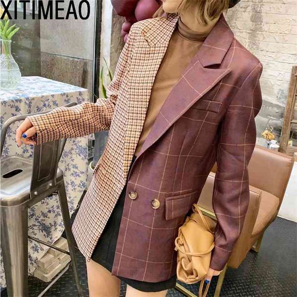 za vintage stylish patchwork plaid irregular blazer coat women fashion notched collar long sleeve female outerwear chic 210604, White;black
za vintage stylish patchwork plaid irregular blazer coat women fashion notched collar long sleeve female outerwear chic 210604, White;black