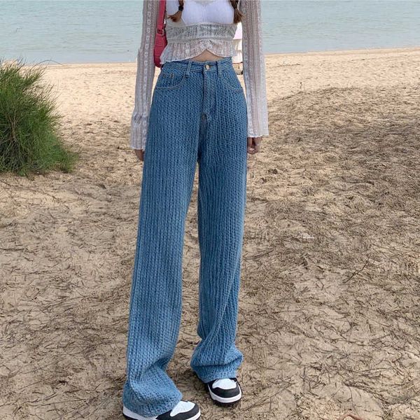 wide leg casual jeans women vintage high waist loose long straight pants knitted trousers streetwear fashion female clothing 210527, Blue
wide leg casual jeans women vintage high waist loose long straight pants knitted trousers streetwear fashion female clothing 210527, Blue