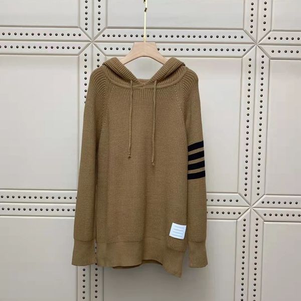 2021 new tb wool knitted waffle arm four bar hood zipper sweater jacket for men and women, Black
2021 new tb wool knitted waffle arm four bar hood zipper sweater jacket for men and women, Black