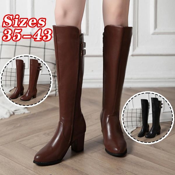 boots women winter leather knee high for comfortable thick heel ladies side zipper belt buckle boot, Black
boots women winter leather knee high for comfortable thick heel ladies side zipper belt buckle boot, Black