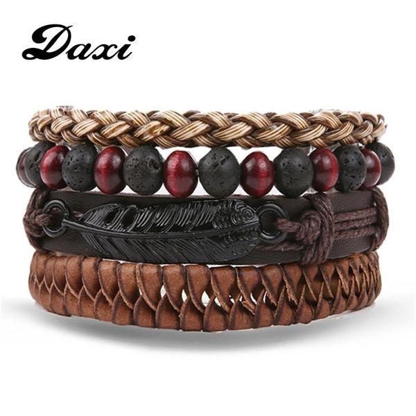 charm bracelets daxi volcanic stone beads vintage multi-layer leather bracelet men's classic rope chain jewelry gift, Golden;silver
charm bracelets daxi volcanic stone beads vintage multi-layer leather bracelet men's classic rope chain jewelry gift, Golden;silver
