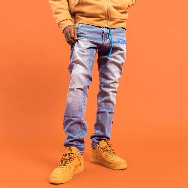 men's jeans high street tide brand washed blue knife cut letter printing drawstring decoration slim fit quality
men's jeans high street tide brand washed blue knife cut letter printing drawstring decoration slim fit quality