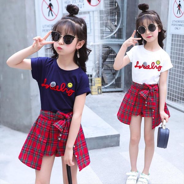 big girls sets for summers letter print t shirt and bowknot plaid skirt 2pcs childrens outfits 4 to 14years old, White
big girls sets for summers letter print t shirt and bowknot plaid skirt 2pcs childrens outfits 4 to 14years old, White