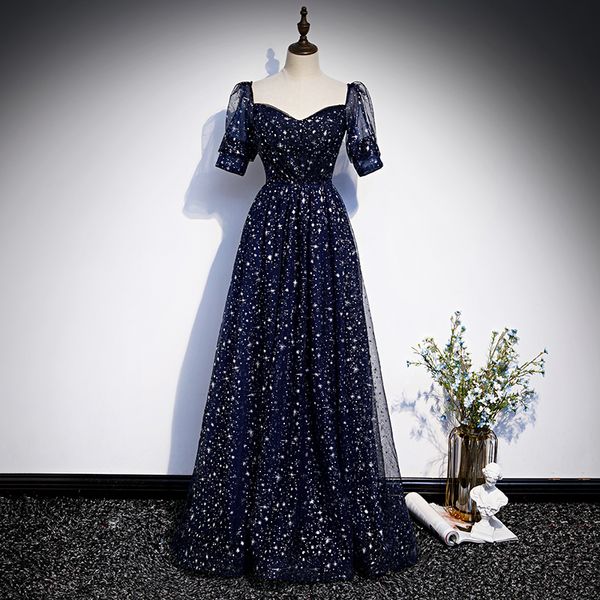 Fantasy Sweetheart Collar Starry Evening Dress Short Sleeve Backless Bandage Pageant Party Gown For Women Party, Navy blue
Fantasy Sweetheart Collar Starry Evening Dress Short Sleeve Backless Bandage Pageant Party Gown For Women Party, Navy blue