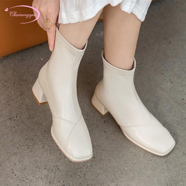 boots simple style comfortable square ankle elastic slip-on beige black brown medium heel thick riding women's shoes
boots simple style comfortable square ankle elastic slip-on beige black brown medium heel thick riding women's shoes