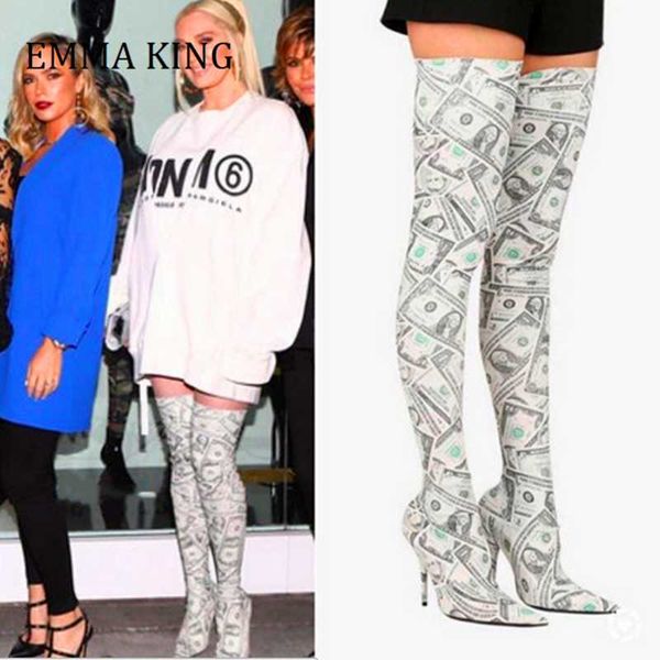 boots 2021 spring women money printing thigh high boot pointed toe stiletto heels over the knee stretch fabrics woman long, Black
boots 2021 spring women money printing thigh high boot pointed toe stiletto heels over the knee stretch fabrics woman long, Black