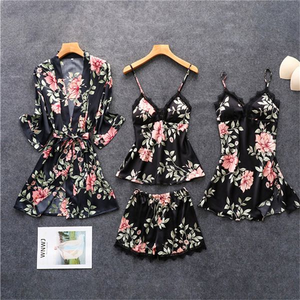2021 spring female with pillows on her chest flower printing 4 shingles spaghetti satin pyjamas y90y, Black;red
2021 spring female with pillows on her chest flower printing 4 shingles spaghetti satin pyjamas y90y, Black;red