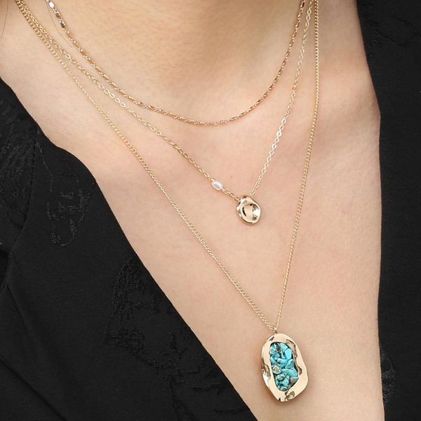 chains multilayer blue pendant pearl necklace geometric leaf jewelry lady party, Silver
chains multilayer blue pendant pearl necklace geometric leaf jewelry lady party, Silver