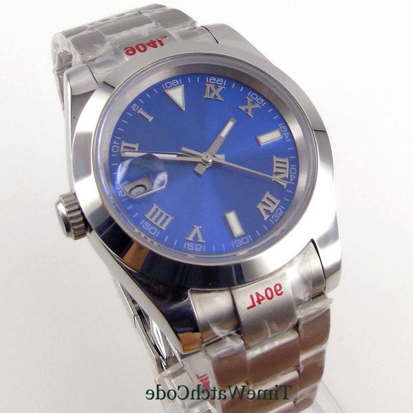 40mm japan miyota8215 automatic men's watch blue sterile dial sapphire glass date cyclops green lume 904l stainless steel, Slivery;brown
40mm japan miyota8215 automatic men's watch blue sterile dial sapphire glass date cyclops green lume 904l stainless steel, Slivery;brown